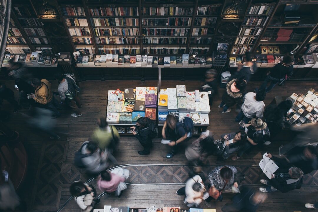 group of people arguing in library
