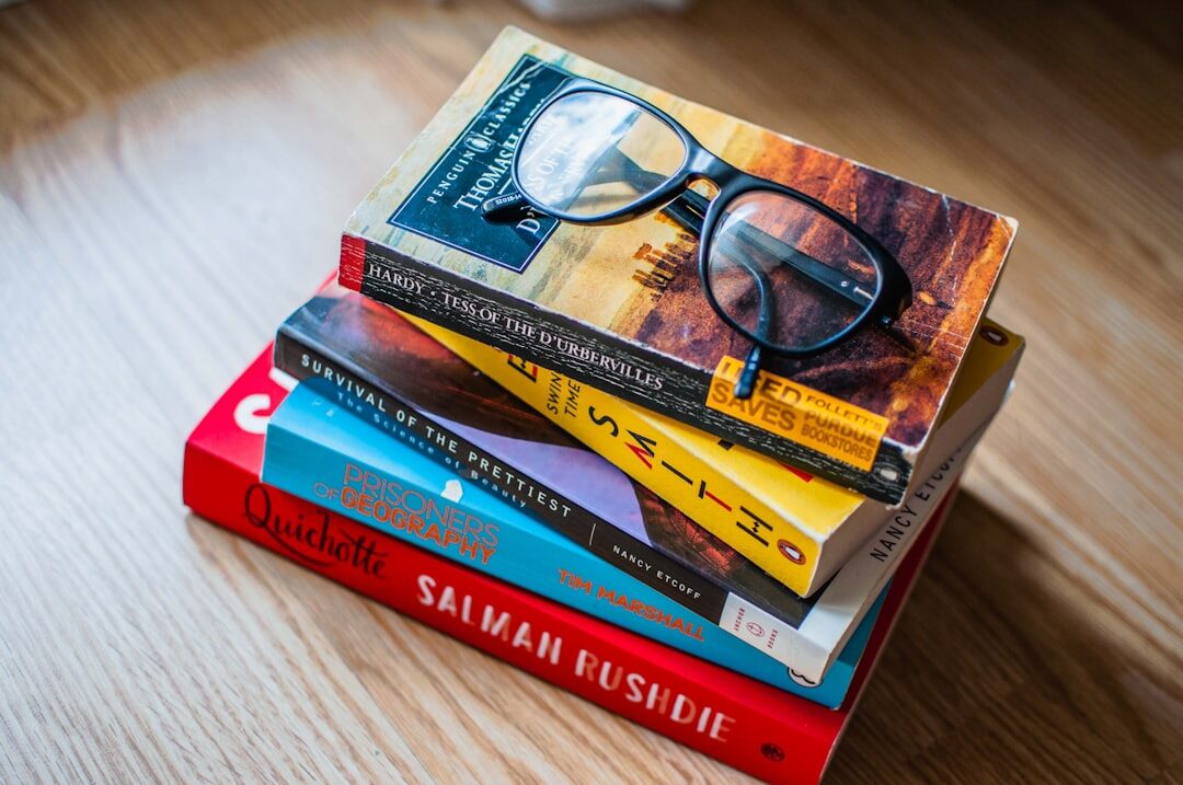 stack of mystery books